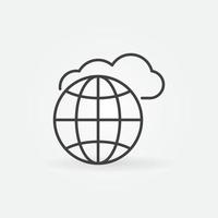 Earth Globe with Cloud outline vector concept icon