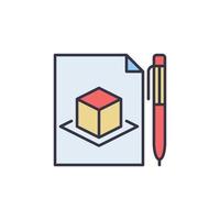 Paper Document with Pen vector concept colored icon