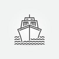 barco en el icono de concepto de vector de mar en estilo de línea delgada