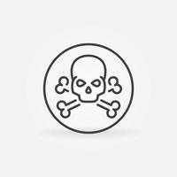 Skull with Bones vector thin line Crossbones round icon