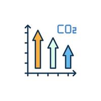 gráfico de dióxido de carbono co2 con flechas icono de color vectorial vector