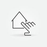 mano con icono de línea de concepto de búsqueda de bienes raíces de vector de casa