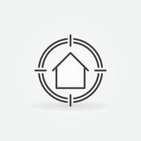 casa en icono o logotipo de concepto de vector lineal de destino