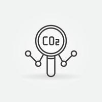 Magnifying Glass with CO2 Graph line icon. Vector symbol