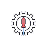 Screwdriver inside Cog Wheel vector Repair concept icon