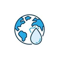 Water Drop with Earth Globe vector modern icon