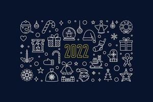 Merry Christmas and 2022 Year vector horizontal banner