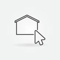 Mouse Click on House vector concept line icon or symbol