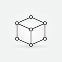 Cube with Circles linear vector concept icon or logo