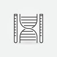 DNA with Test Tubes outline vector concept icon or sign