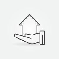 House on Hand outline vector Real Estate concept icon