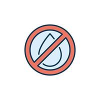 icono moderno de prohibición de agua - señal prohibida de gota de agua vectorial vector