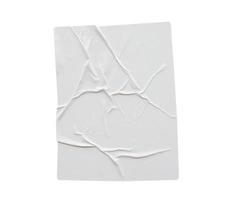 Blank white crumpled and creased paper poster texture isolated on white background photo