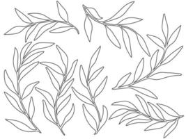 Set of abstract twigs with leaves vector