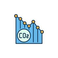 icono de color de concepto de vector de gráfico de dióxido de carbono co2