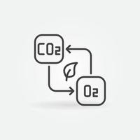 Carbon Dioxide CO2 to O2 outline vector concept icon