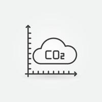 icono de línea de concepto de vector de gráfico de nube de dióxido de carbono co2