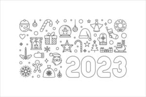 2023 New Year outline illustration - Xmas vector banner