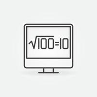 Computer with Square Root of 100 linear vector icon