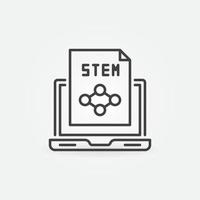 Laptop with STEM document outline vector concept icon