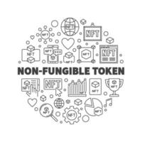 Non-Fungible Token Technology vector circle shaped illustration. NFT Round Banner