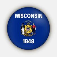 Wisconsin state flag. Vector illustration.