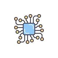 Chip Processor or Circuit Board vector concept colored icon