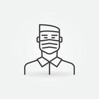 Man in Face Mask vector concept icon in thin line style
