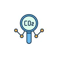 Magnifying Glass with CO2 Graph colored vector icon