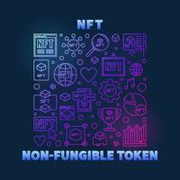 Non Fungible Token vector concept colorful illustration - NFT Futuristic Banner