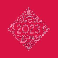 Banner de concepto de vector de feliz navidad y año nuevo 2023