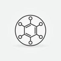 círculo con icono de esquema de concepto de vector de molécula hexagonal