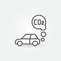 escape de coche con icono de línea de vector de dióxido de carbono co2