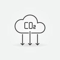 icono de esquema de concepto de co2 de vector de nube de dióxido de carbono