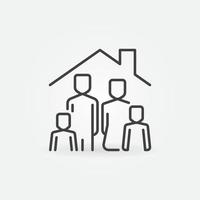 Family under House Roof linear vector concept icon