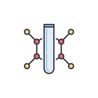 tubo de ensayo con icono de color de concepto de vector de molécula