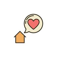 Heart in Speech Bubble with House vector colored icon