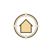 House in Target vector concept colored icon or sign