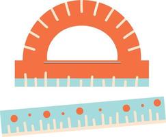 Orange Aqua Protractor Ruler Bright Cute Stationery Illustration vector