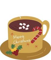 taza de chocolate de navidad. suministros de impresión de navidad. feliz fiesta de navidad gente celebrando navidad ilustración plana. papel de regalo. suministros de impresión navideña. Feliz Navidad vector