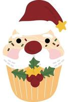 Christmas cup cake. Garlands, flags, labels, bubbles, ribbons and stickers. Collection of Merry Christmas decorative icons. illustration. vector