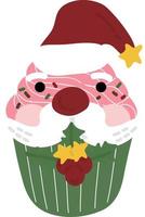 Christmas cup cake. Garlands, flags, labels, bubbles, ribbons and stickers. Collection of Merry Christmas decorative icons. illustration. vector