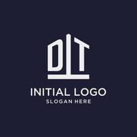 DT initial monogram logo design with pentagon shape style vector