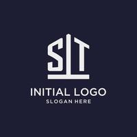 diseño de logotipo de monograma inicial st con estilo de forma de pentágono vector