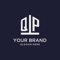 QP initial monogram logo design with pentagon shape style vector