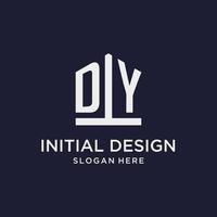 DY initial monogram logo design with pentagon shape style vector