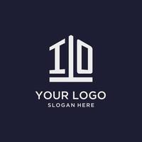 IO initial monogram logo design with pentagon shape style vector