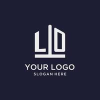 LO initial monogram logo design with pentagon shape style vector