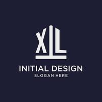 XL initial monogram logo design with pentagon shape style vector
