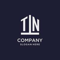 TN initial monogram logo design with pentagon shape style vector